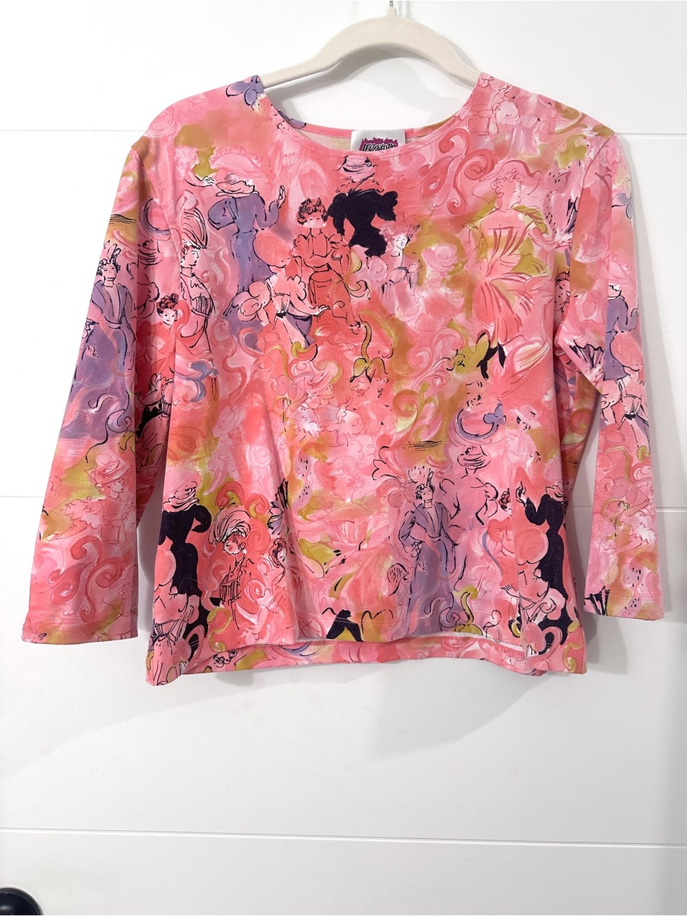 Leggiadro Pink and Black Swirl-Print Long Sleeve Top